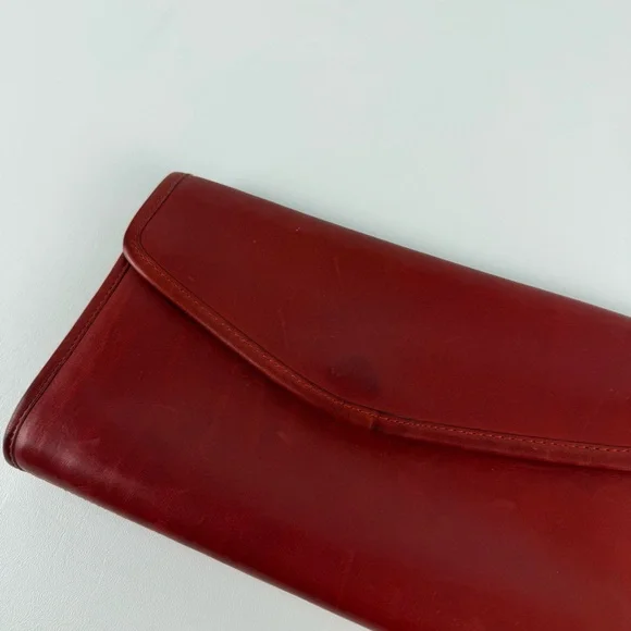 Vintage Coach Red Leather Envelope Clutch / Wallet — Bold Color Statement Piece - Picture 2 of 16